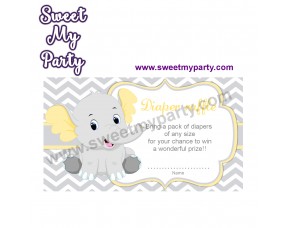 Yellow and Grey Elephant diaper raffle,(005ebs)